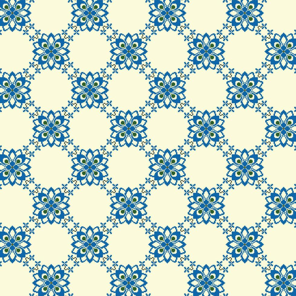 ein schön Blau und Weiß Blume Muster auf ein Creme Hintergrund vektor