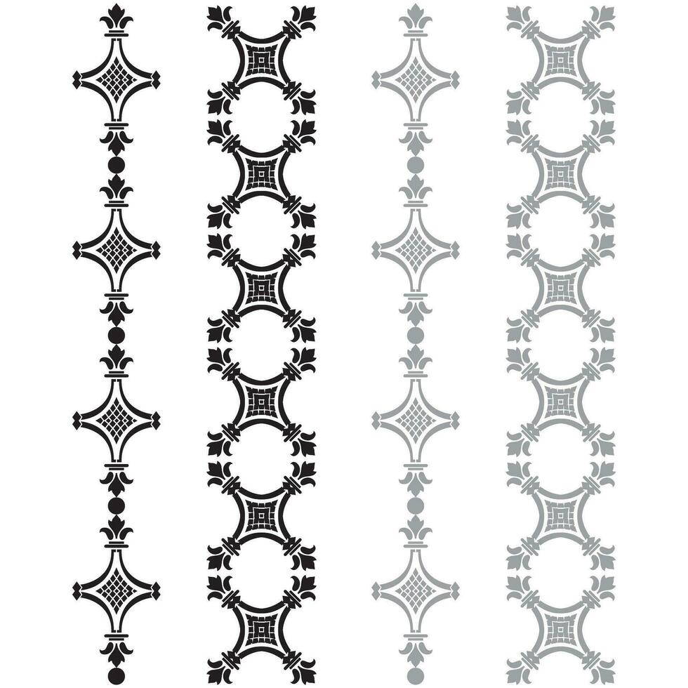fyra svart och vit gräns mönster i en modern och minimalistisk stil vektor