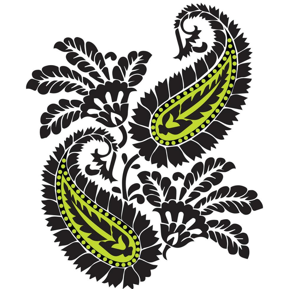 ein beschwingt Blumen- Paisley Muster auf ein sauber Weiß Hintergrund vektor