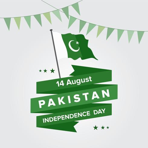 Lycklig självständighetsdag 14 augusti Pakistan hälsningskort vektor