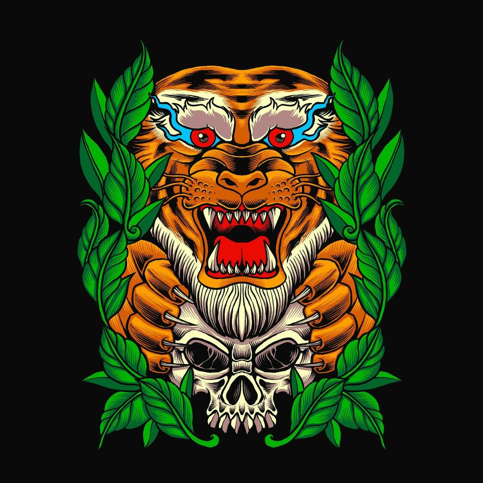 Tiger mit Schädel Vektor Illustration