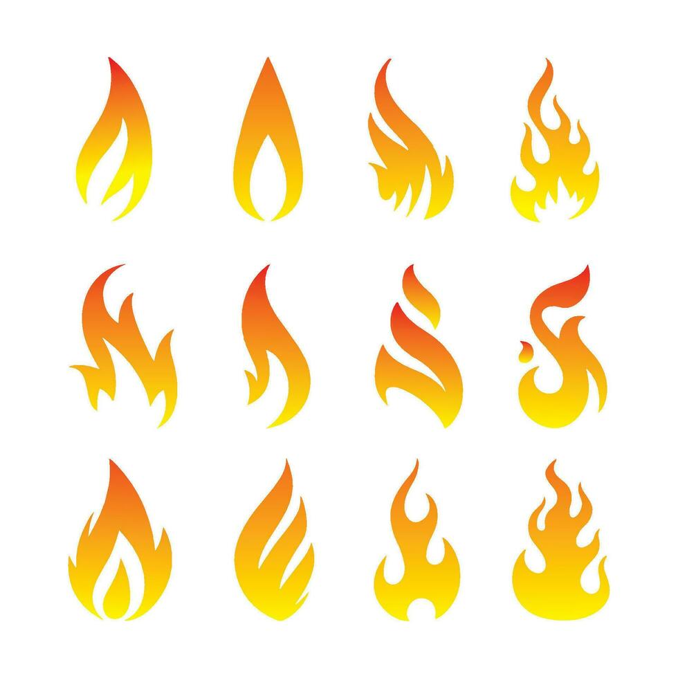 Feuer Vektor. Feuer, hell Feuerball, heiß Feuer und rot heiß Lagerfeuer, Lagerfeuer, Lagerfeuer Vektor, rot Feuer isoliert Vektor Illustration Satz.
