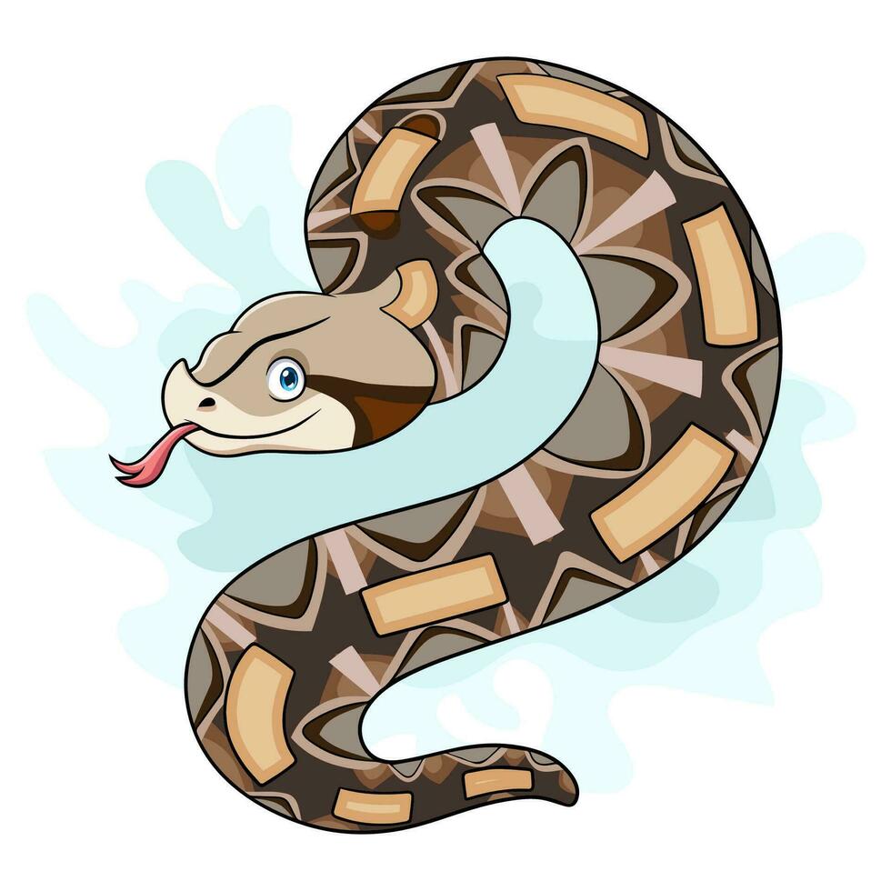 tecknad serie gaboon huggorm orm isolerat på vit bakgrund vektor