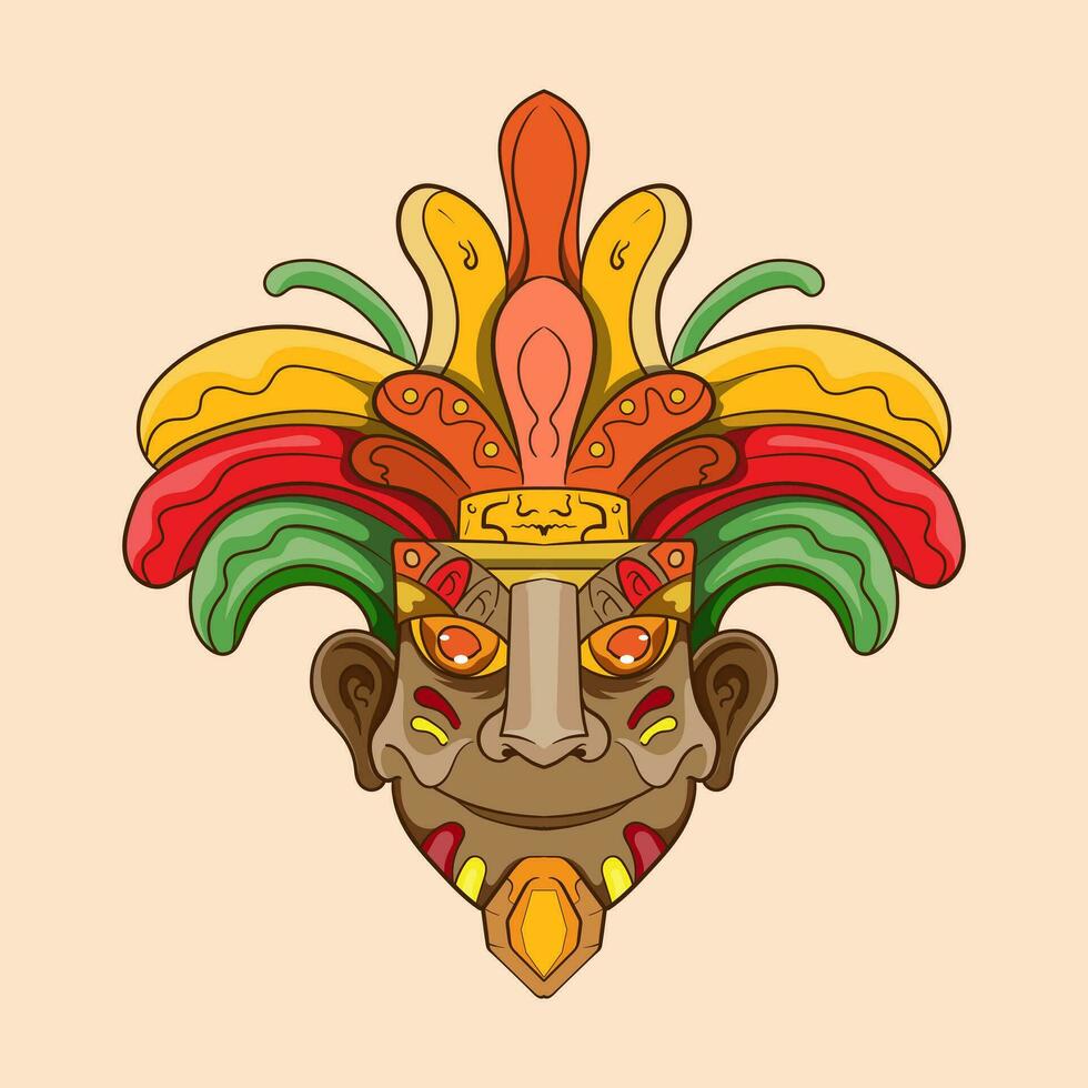 kultur traditionell element tiki festival, tiki mask vektor illustration, tiki masker för t-shirt design, klistermärke och vägg konst