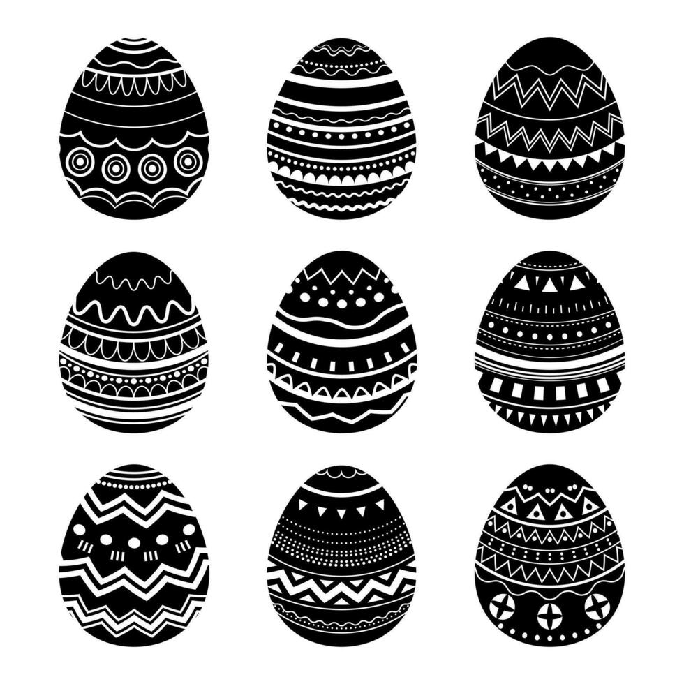 Ostern Eier Symbol Satz, glücklich Ostern Festival isoliert auf Weiß Hintergrund, Vektor Illustration