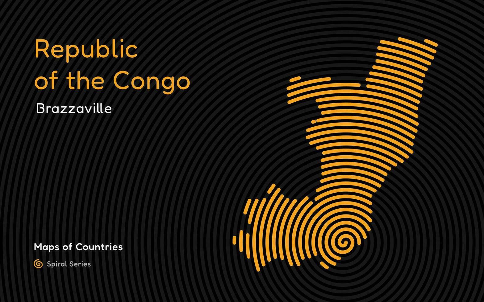 abstrakt Karte von das Republik von das Kongo im ein Kreis Spiral- Muster mit ein Hauptstadt von brazzaville. afrikanisch einstellen vektor
