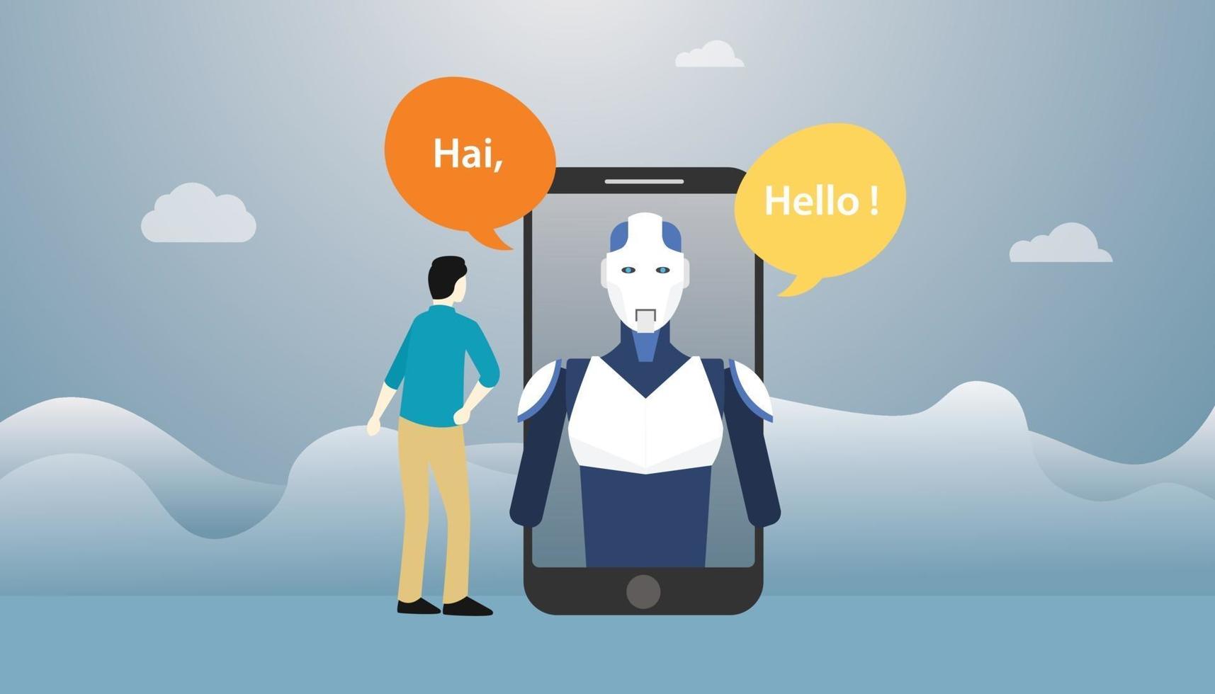 chatbot -teknik artificiell intelligens robotchattkonversation vektor