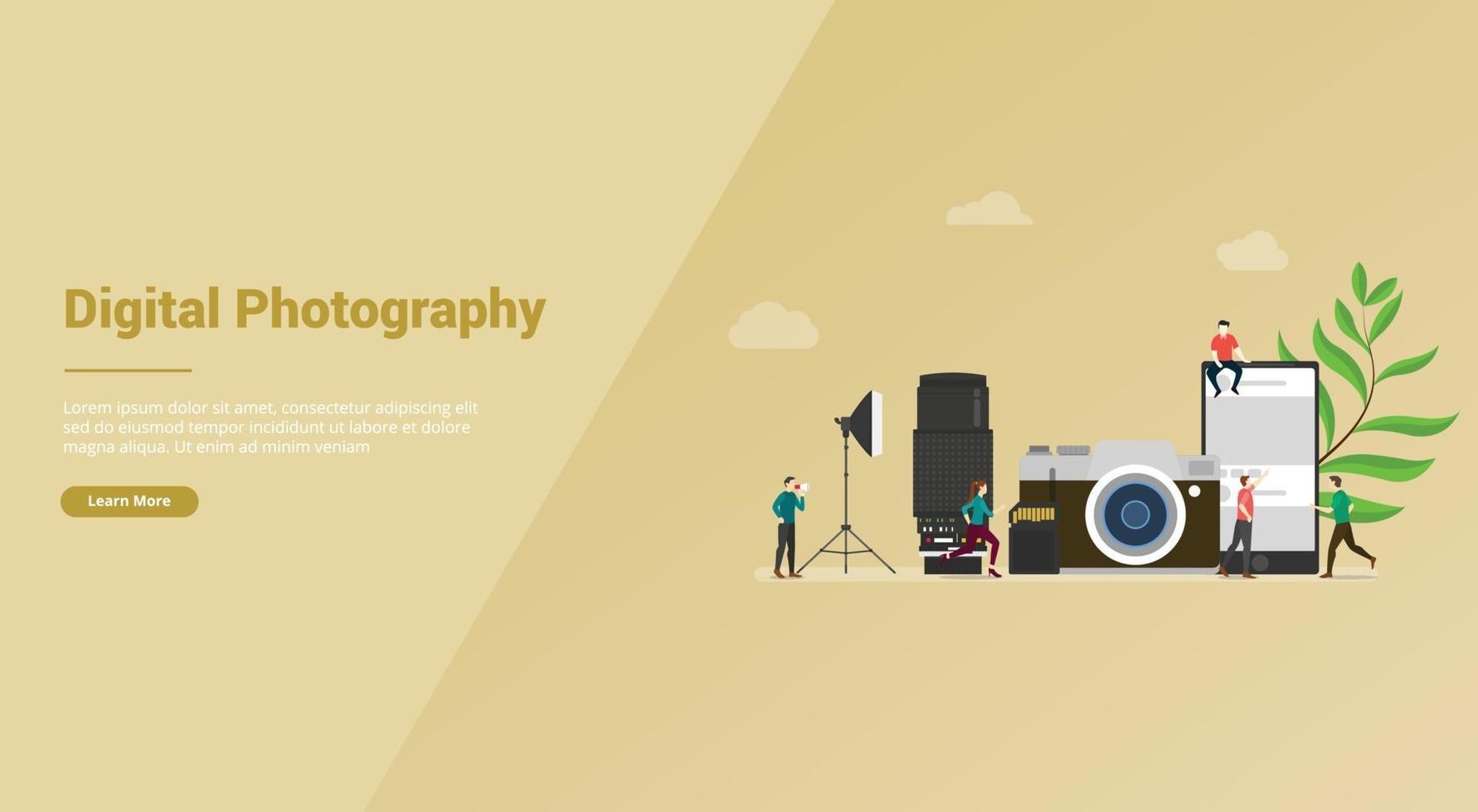 Fotomedienkonzept für digitale Fotografie für Website-Vorlage vektor