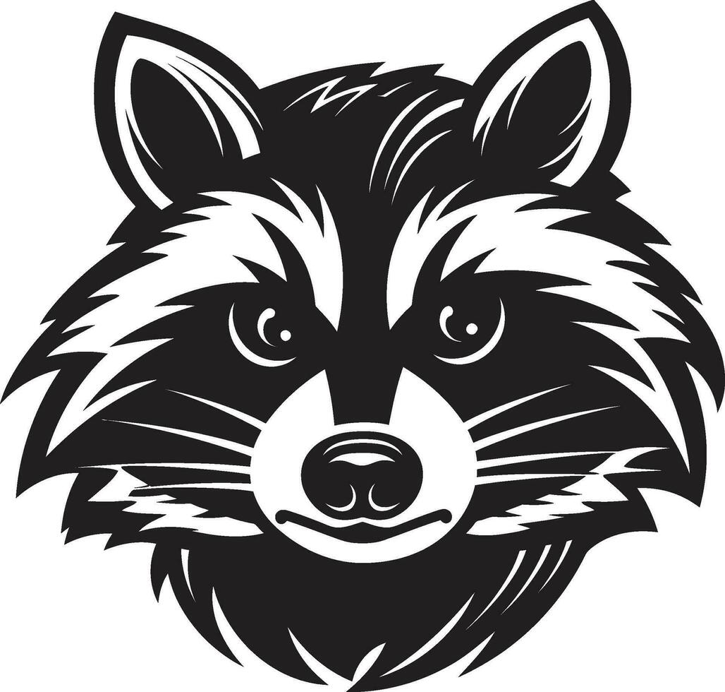 ikonisch Waschbär Maskottchen Kamm mystisch schwarz Rabe Emblem vektor