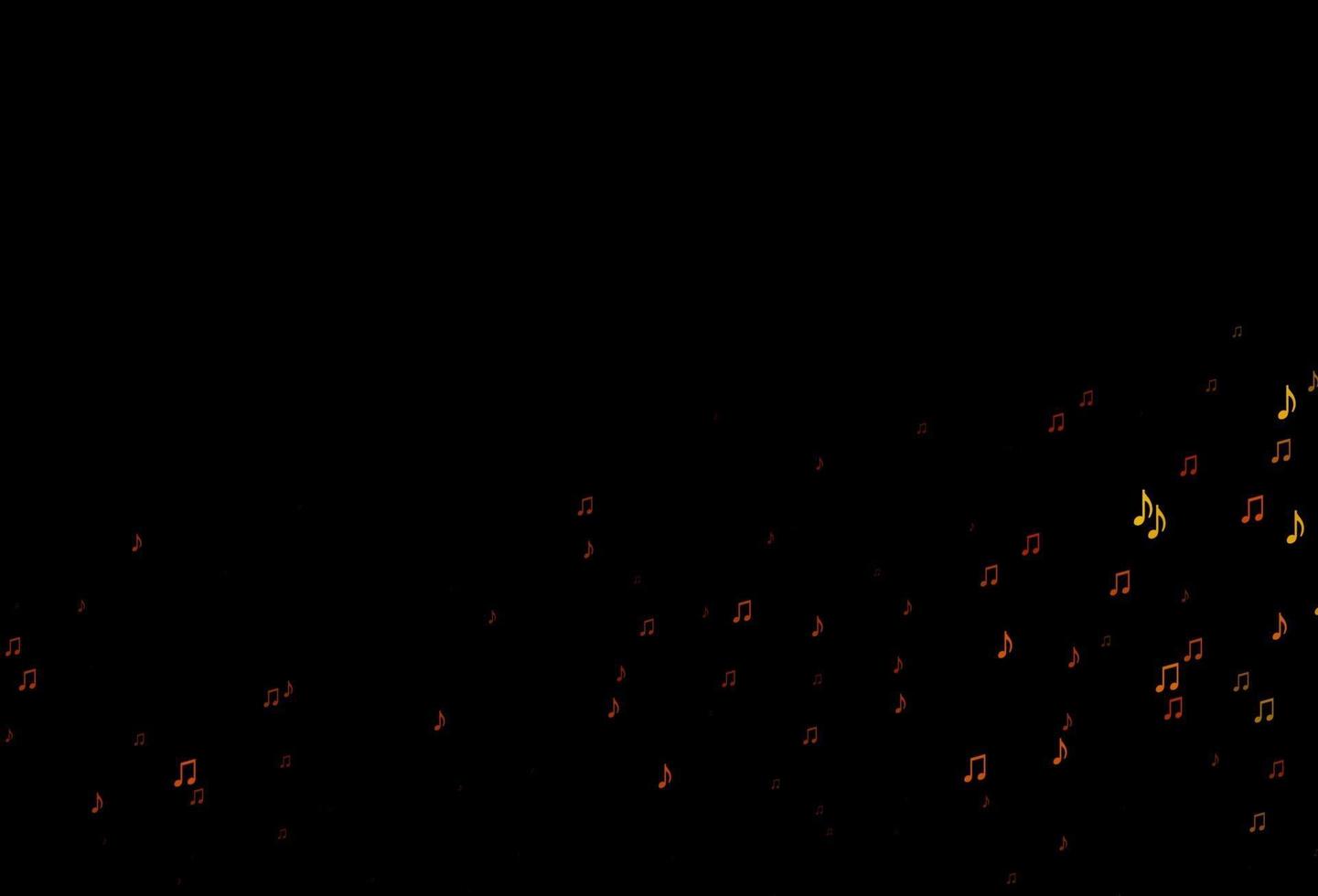mörk orange vektor bakgrund med musiksymboler.