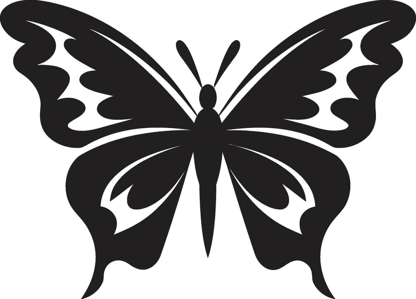 noir Schmetterling Symbol ein modern Schönheit geformt Kompliziertheit schwarz Schmetterling Symbol vektor