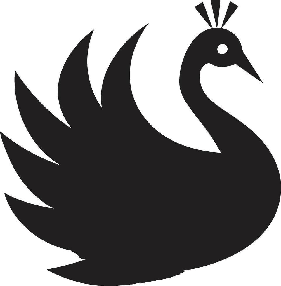 ebon Majestät schwarz Vektor Pfau Logo geformt Eleganz Pfau Emblem im Onyx