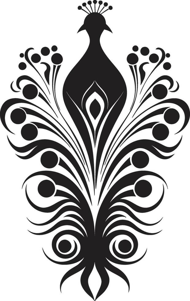 elegant ebon Schönheit schwarz Pfau Symbol Profil Tintenfass Träumereien Vektor Pfau Symbol Design