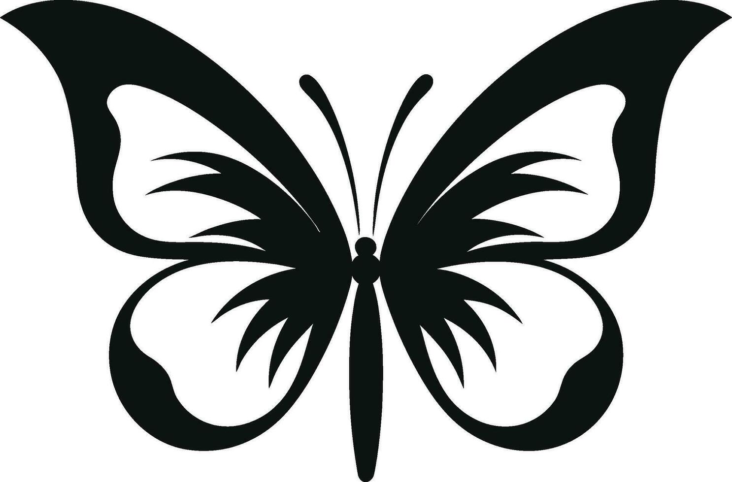 Schmetterling Silhouette ikonisch schwarz Brillanz unter das Himmel Vektor Logo Wunder