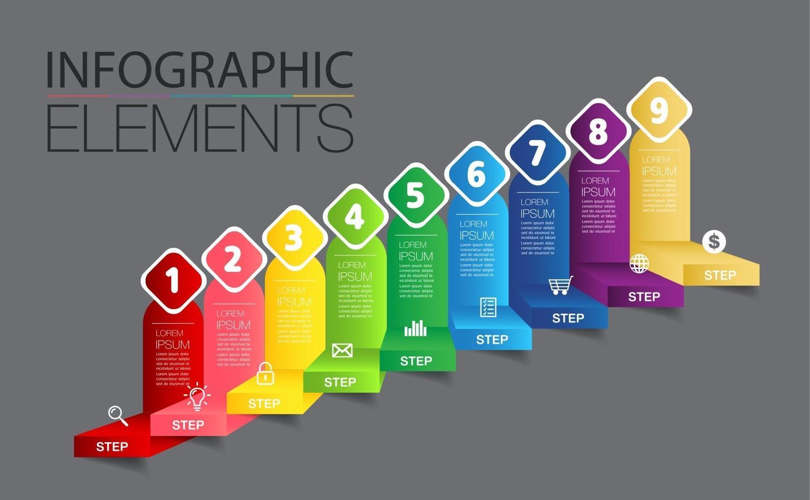 Steigerung des erfolgreichen Geschäftskonzepts. Treppe Infografik Vektor