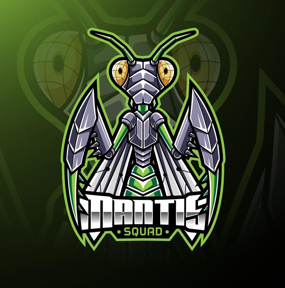 Mantis Sport Maskottchen Logo-Design vektor