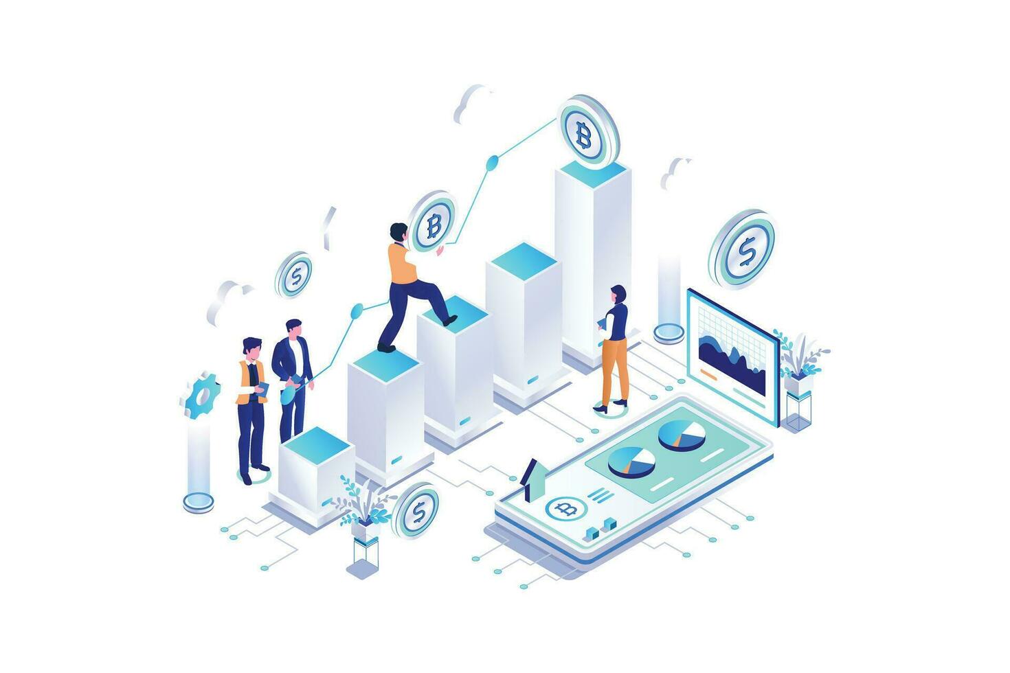 kryptovaluta tillväxt Diagram - isometrisk vektor