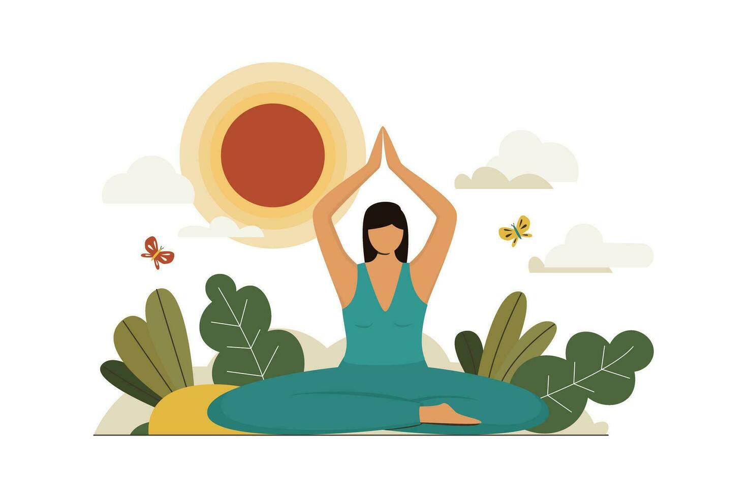 Yoga, Leben Vektoren Illustration eben