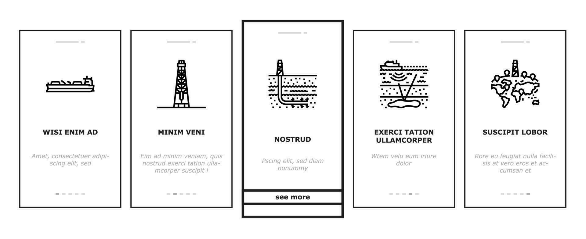 Petroleum Ingenieur Öl Industrie Onboarding Symbole einstellen Vektor