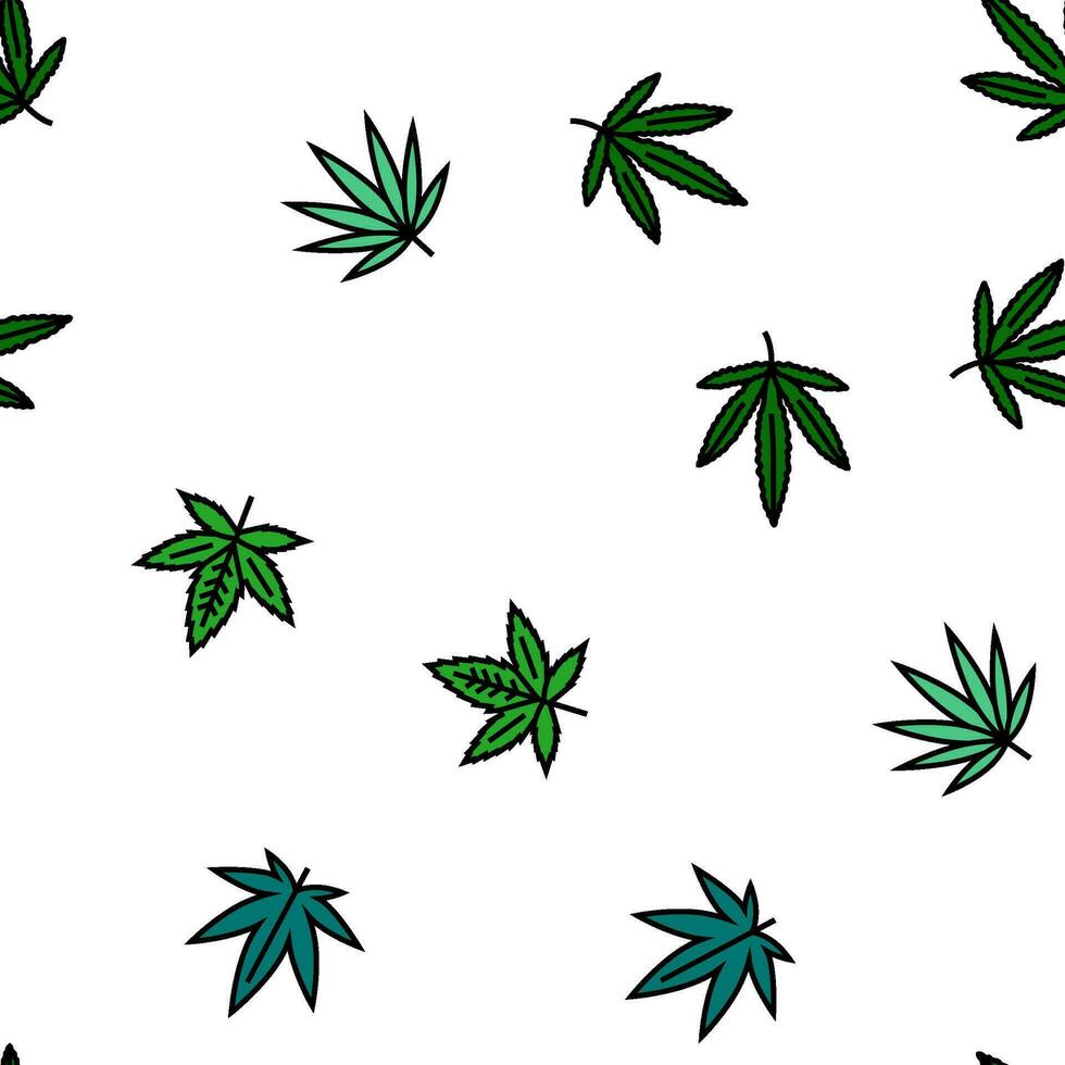 cannabis växt blad ogräs hampa vektor sömlös mönster