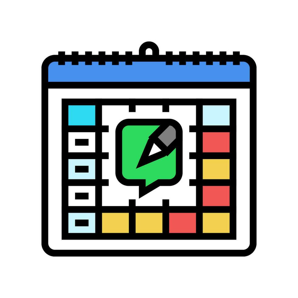 innehåll kalender social media Färg ikon vektor illustration