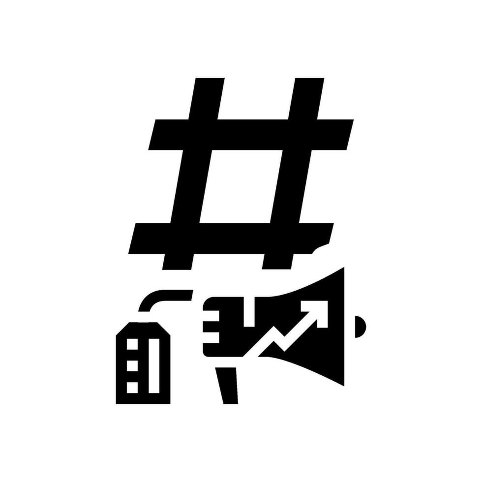 hashtag marknadsföring social media glyf ikon vektor illustration