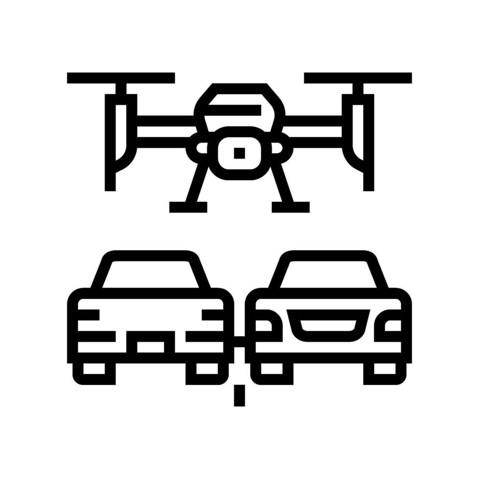 trafik övervakning Drönare linje ikon vektor illustration