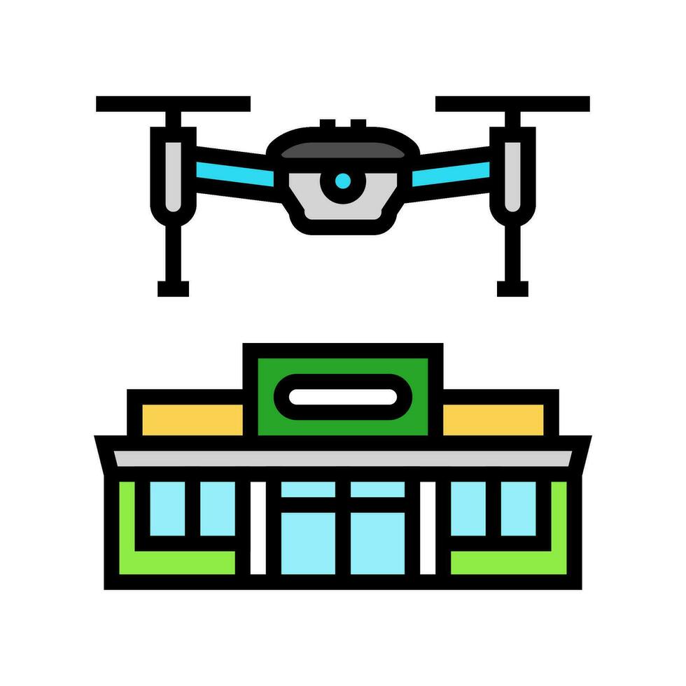 infrastruktur undersökning Drönare Färg ikon vektor illustration