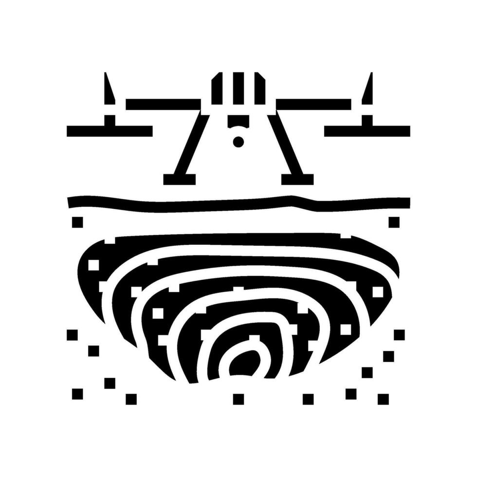 Bergbau Operationen Drohne Glyphe Symbol Vektor Illustration