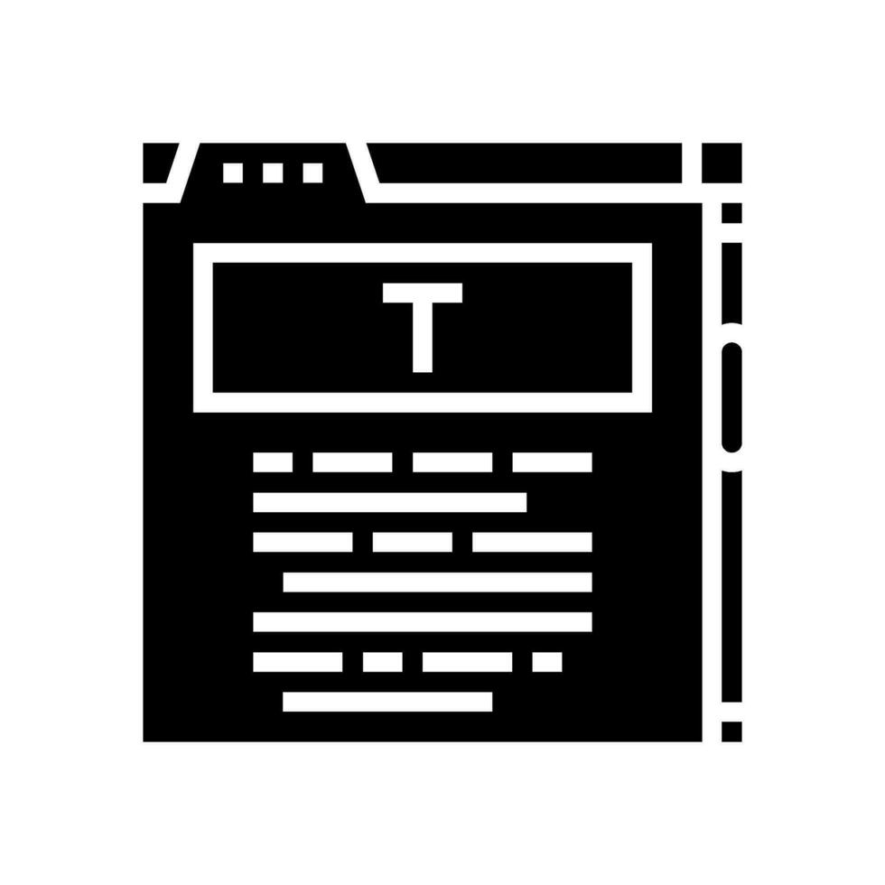 användare gränssnitt text teknisk författare glyf ikon vektor illustration