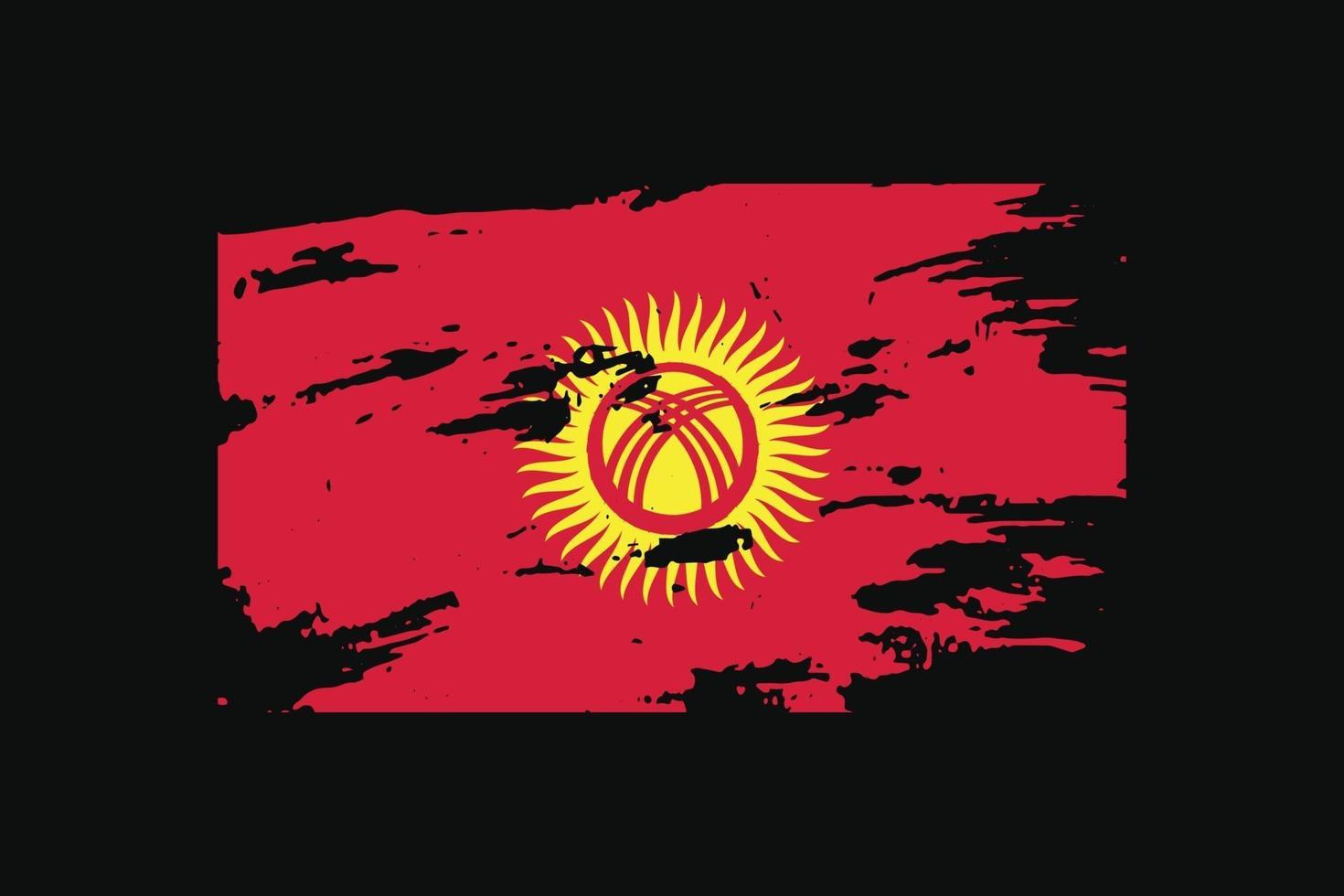 Kirgizistans flagga i grungestil. vektor illustration.