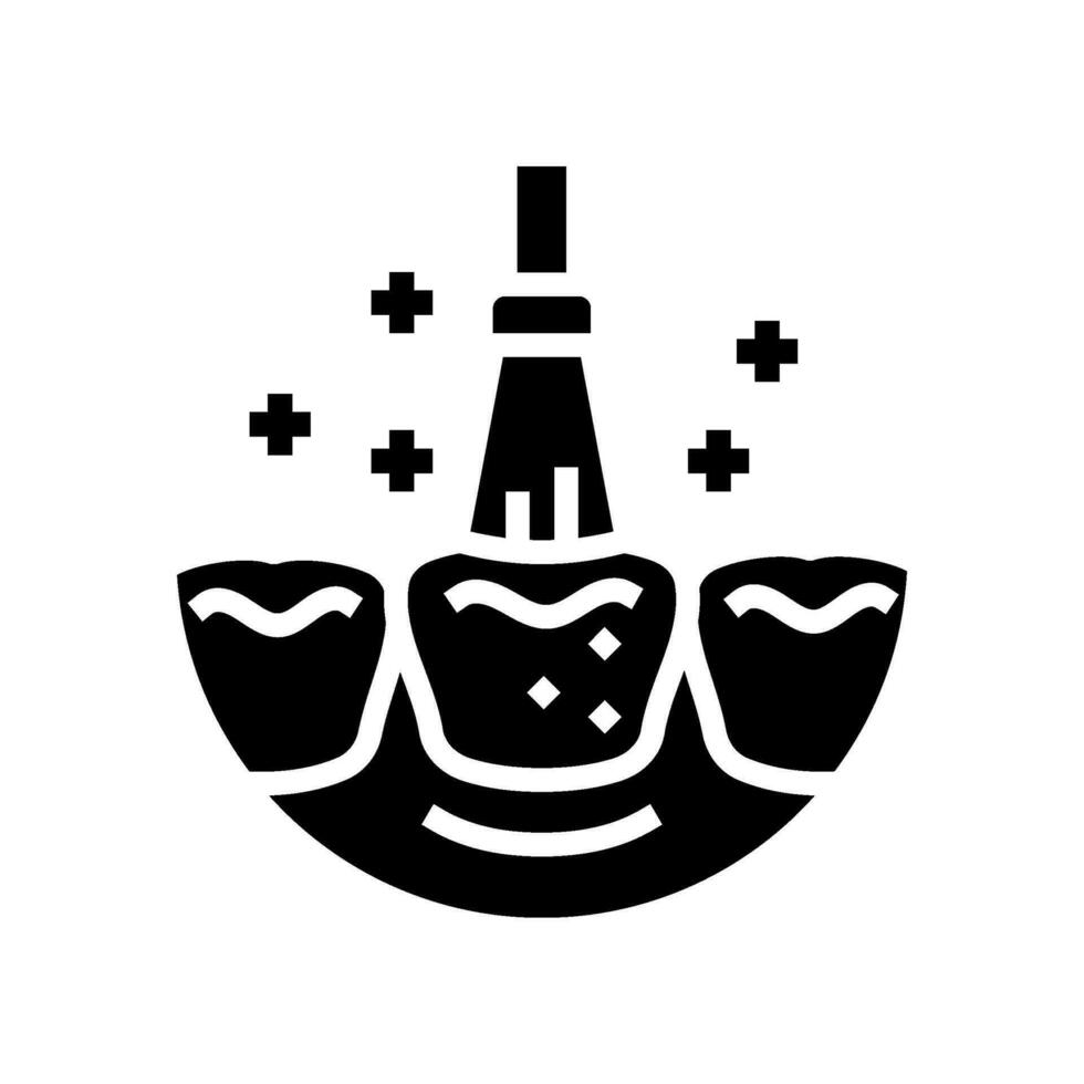 Fluorid Behandlung Dental Verfahren Glyphe Symbol Vektor Illustration