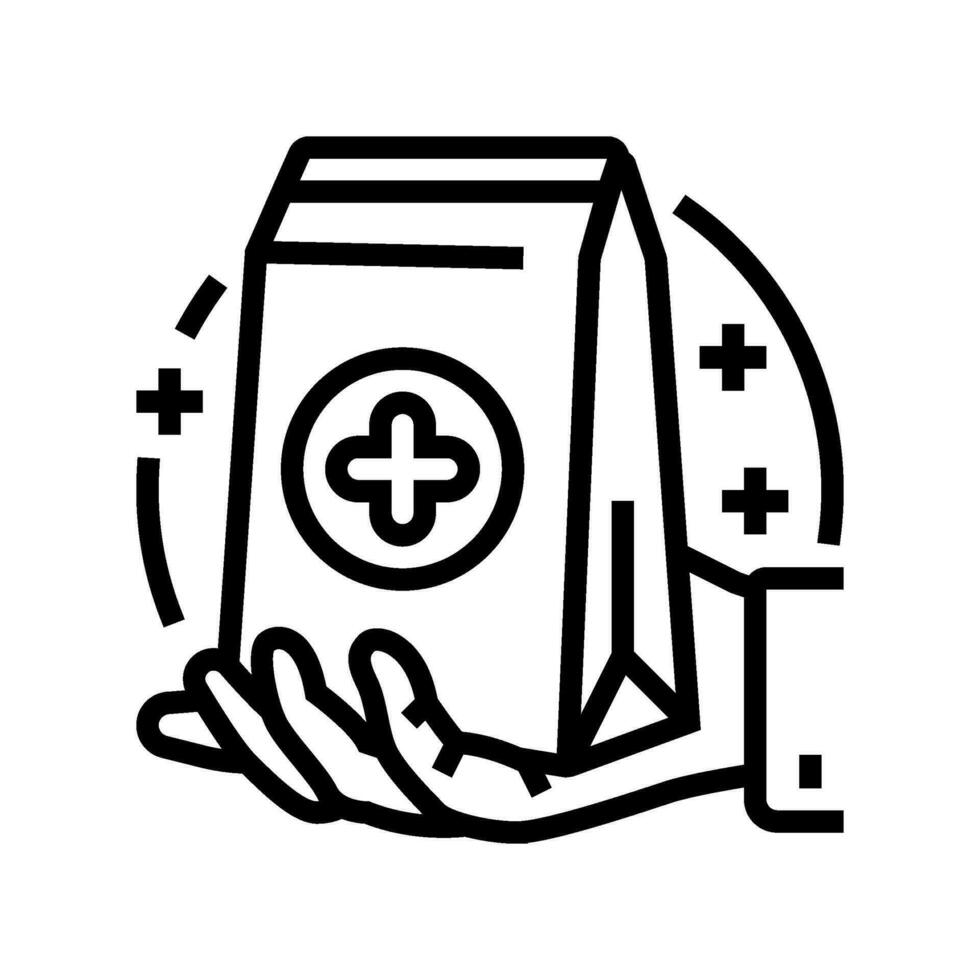 Medikation Abgabe Apotheker Linie Symbol Vektor Illustration