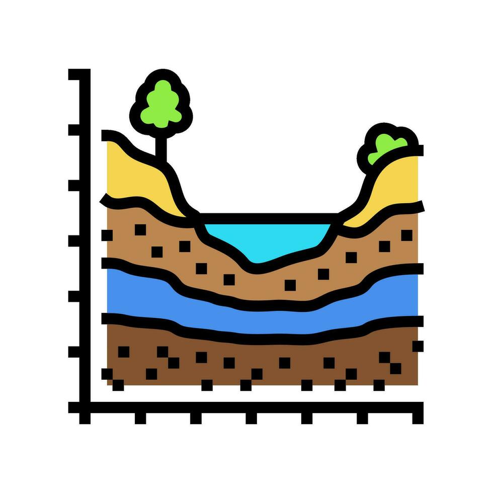 Grundwasser fließen Hydrogeologe Farbe Symbol Vektor Illustration