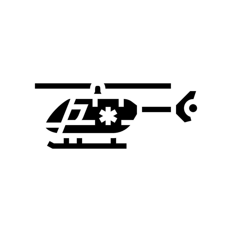 ambulans helikopter platta glyf ikon vektor illustration