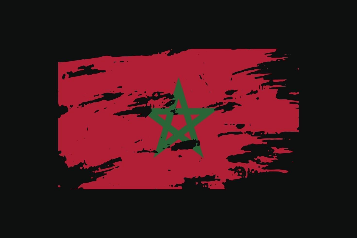 Marockos flagga i grungestil. vektor illustration.