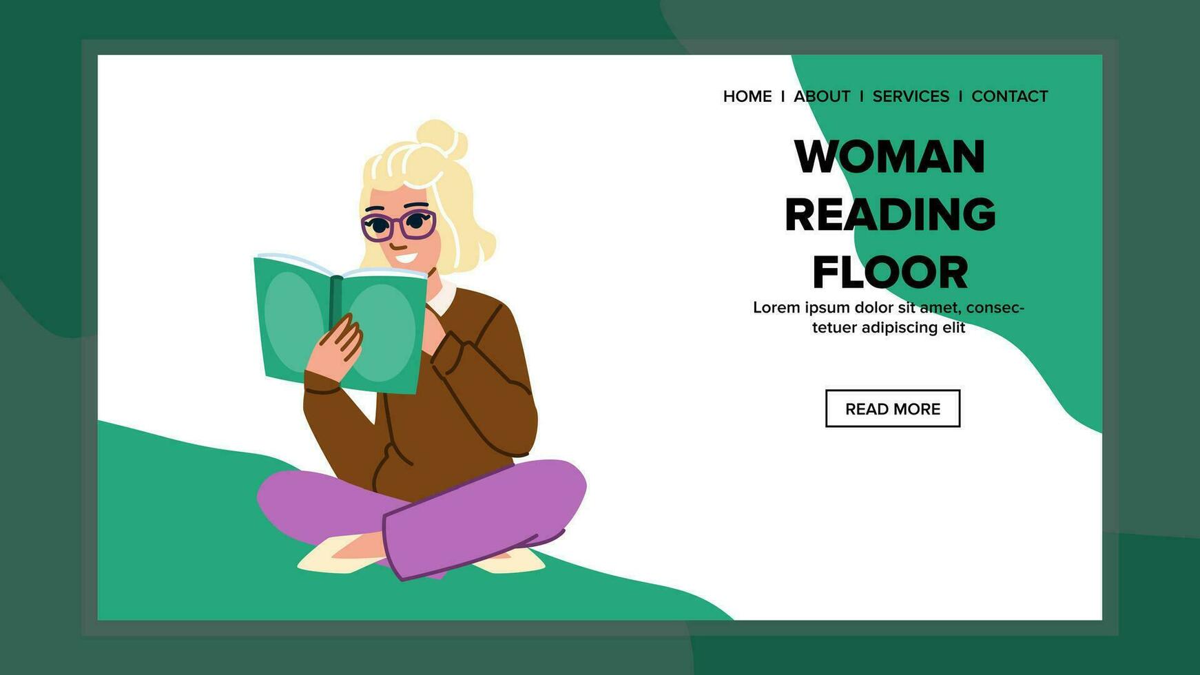 weiblich Frau lesen Fußboden Vektor