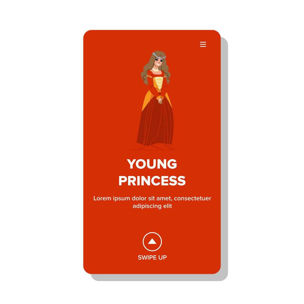 platt ung prinsessa vektor