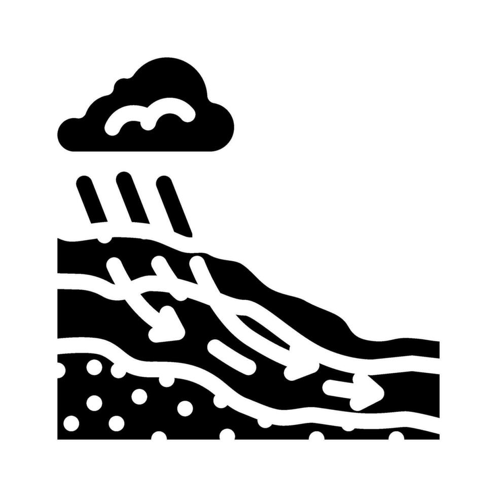 Grundwasser fließen Hydrogeologe Glyphe Symbol Vektor Illustration