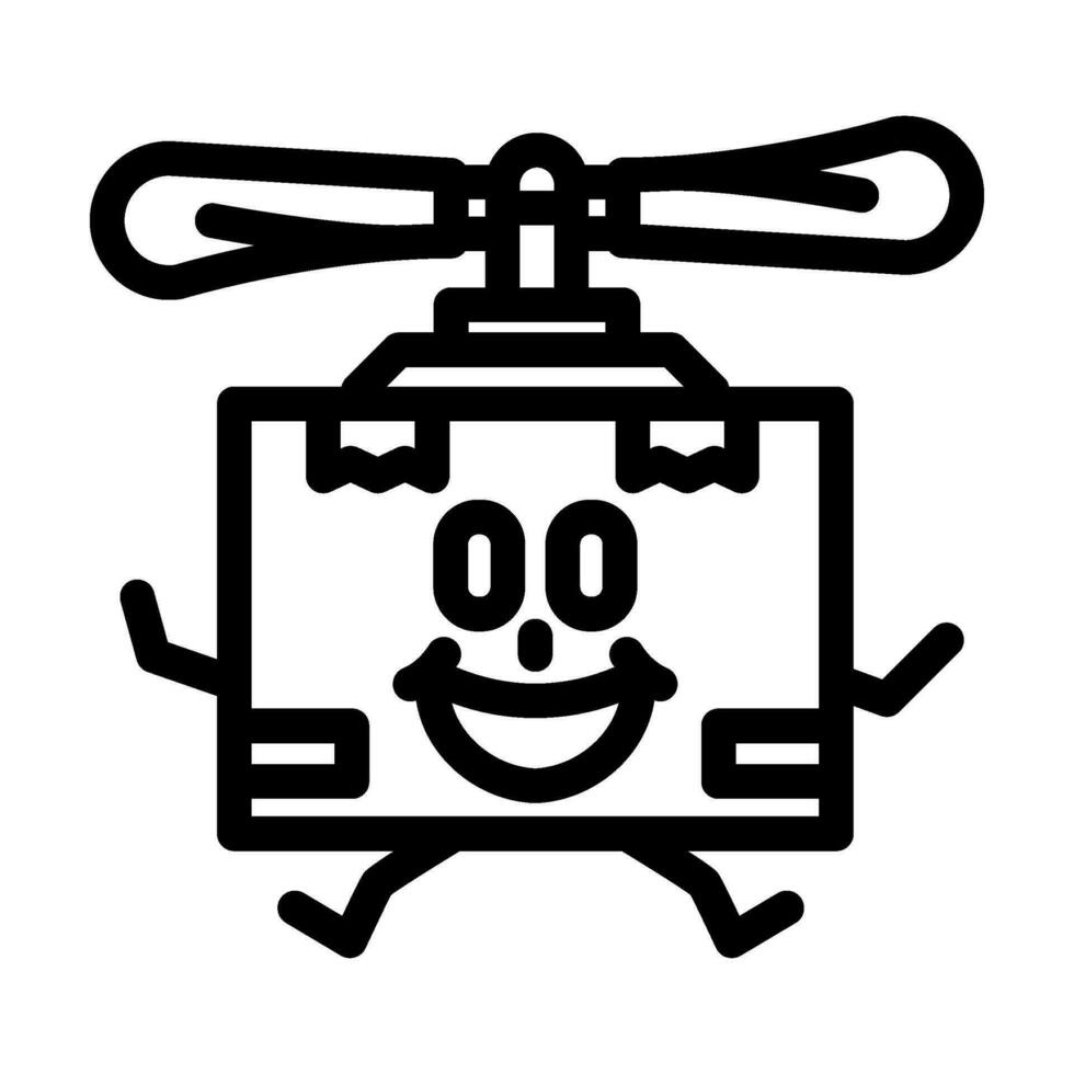 Drohne Karton Box Charakter Linie Symbol Vektor Illustration