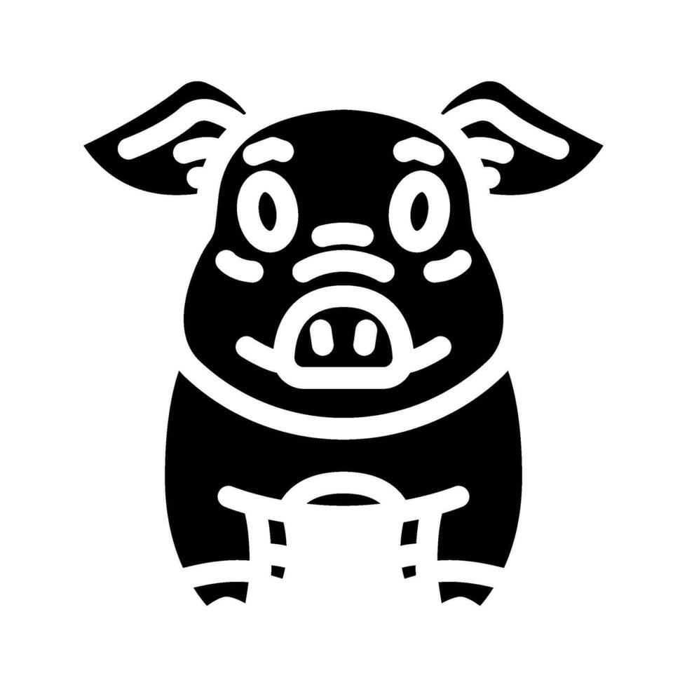 süß Ferkel Schwein Bauernhof Glyphe Symbol Vektor Illustration