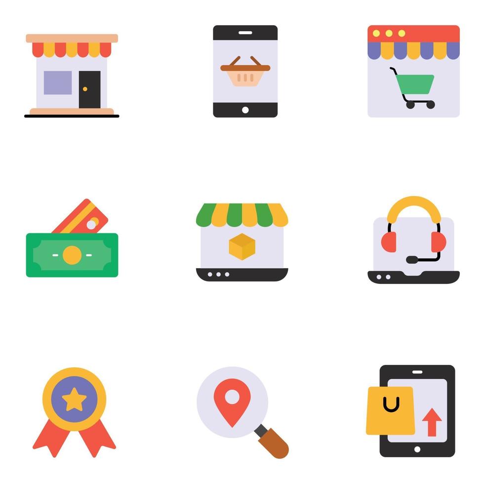 E-Commerce-flache Icons-Sets vektor