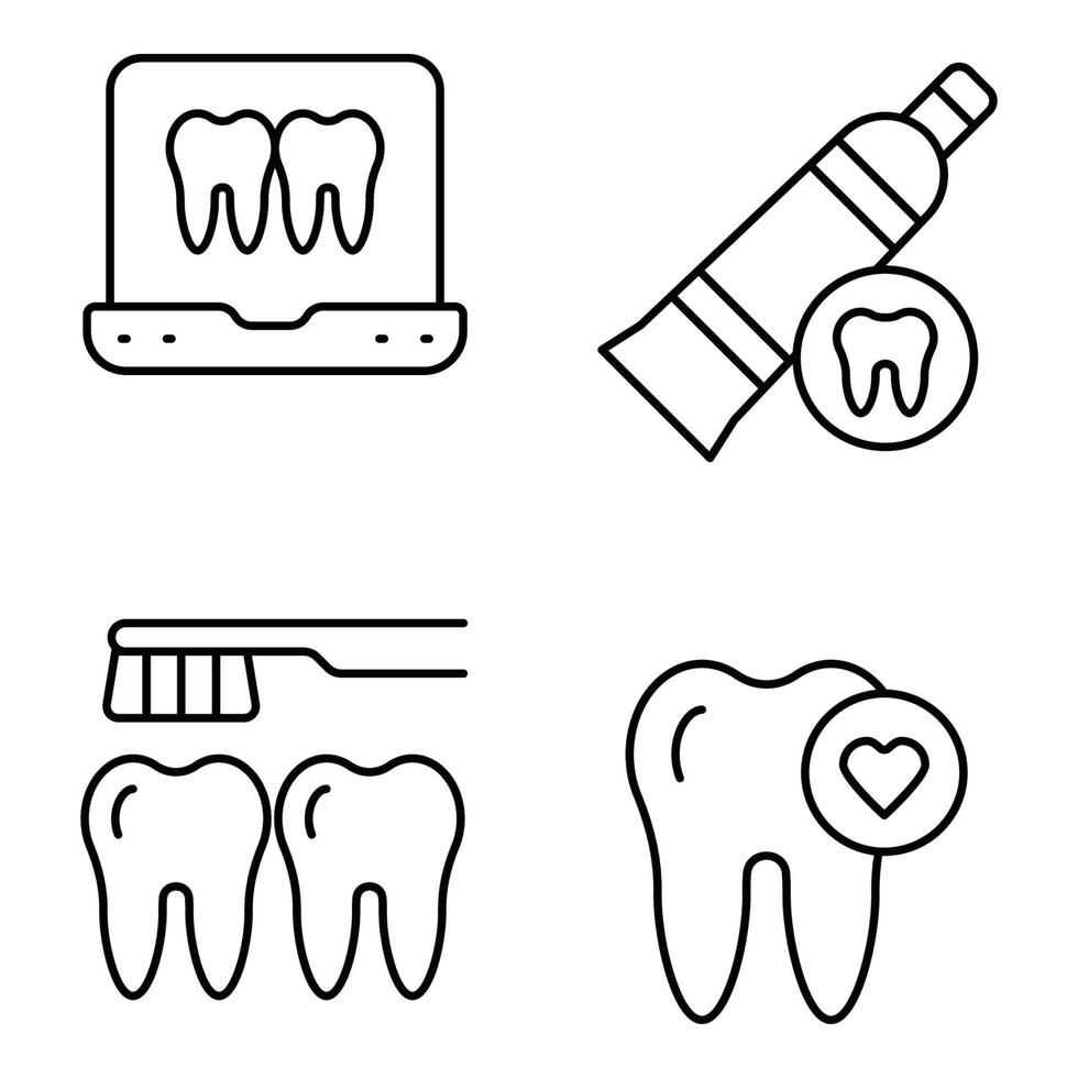 tandvård tunn linje ikoner uppsättningar vektor