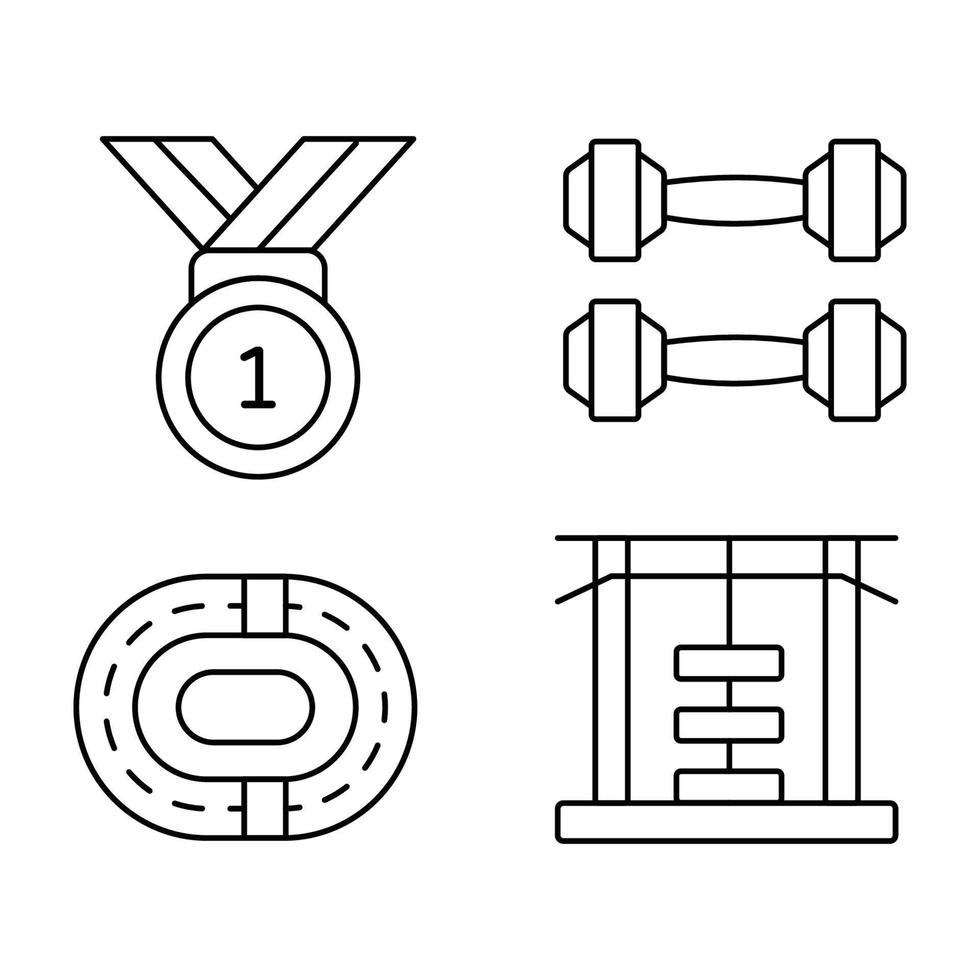 schwere Leichtathletik dünne Linie Symbole vektor