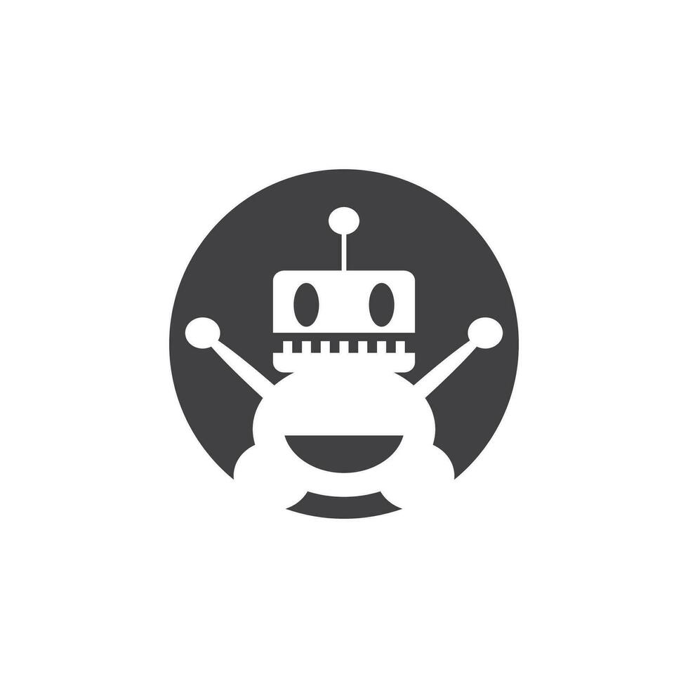 robot logotyp mall vektor ikon illustration design