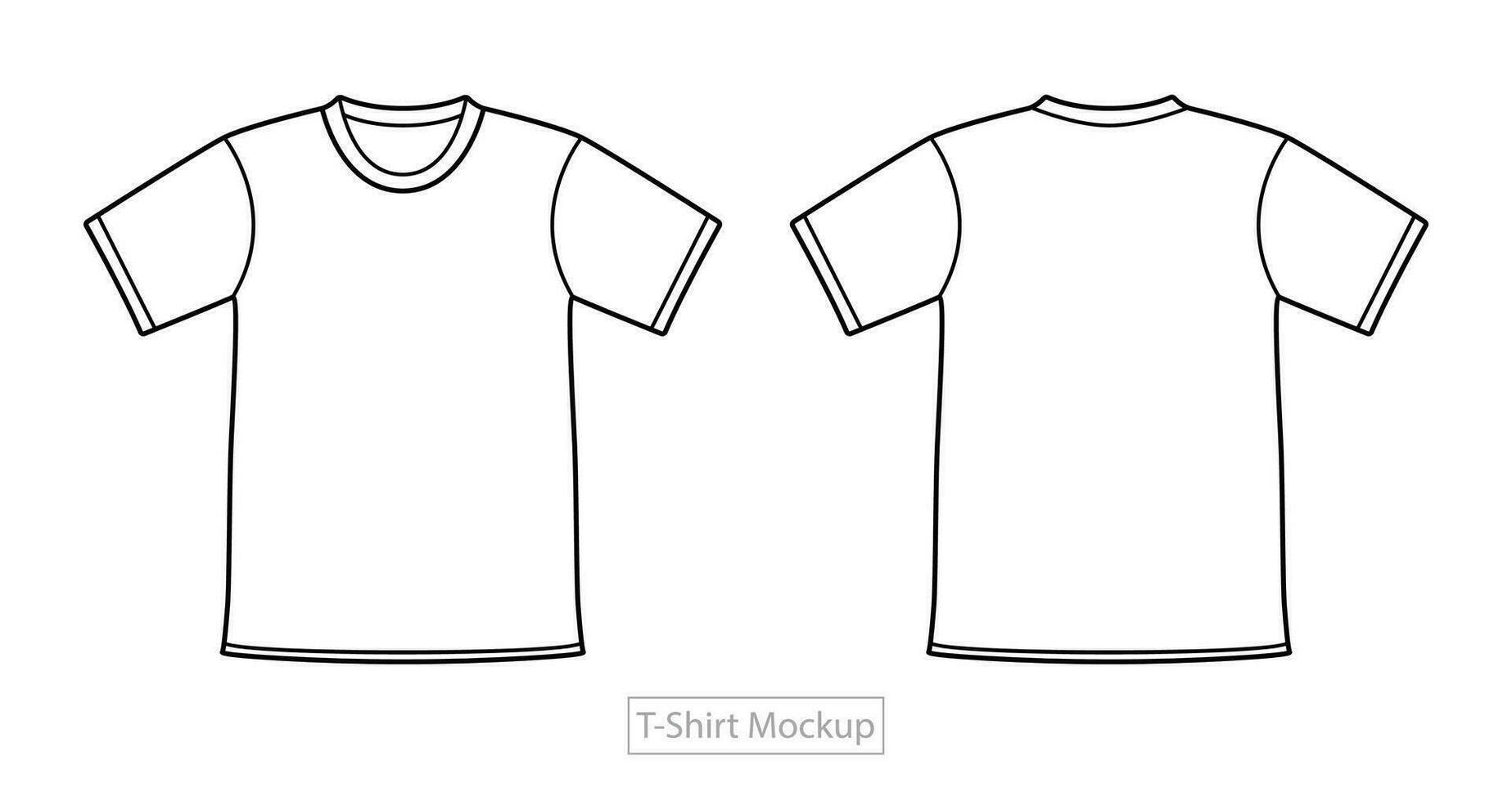 T-Shirt Linie Kunst spotten hoch, männlich T-Shirt Vektor Vorlage Vorderseite zurück Sicht. leer bekleidung Design zum Männer, Sportbekleidung, beiläufig Kleidung