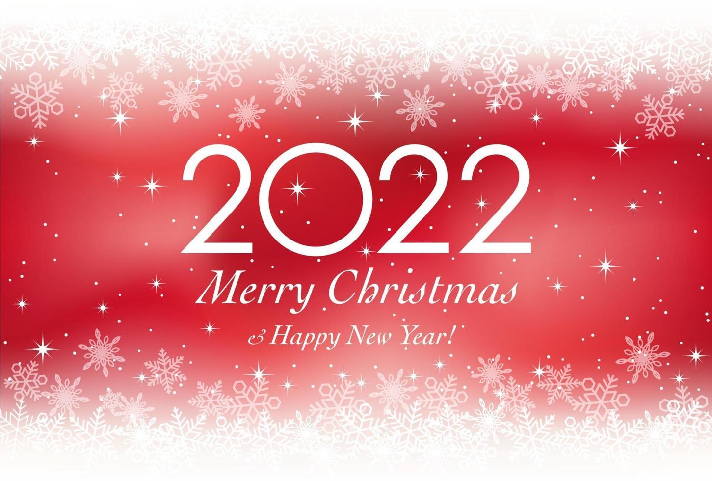2022 jul och nyår gratulationskort på en röd bakgrund. vektor