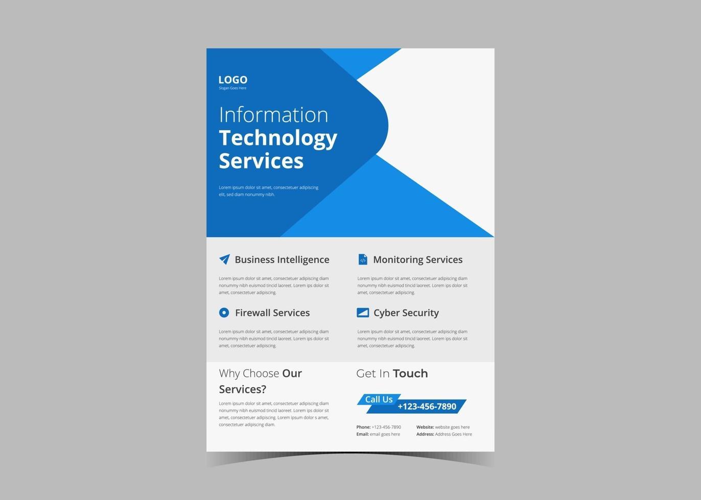 it service and management flyer template ideenbeispiel. vektor