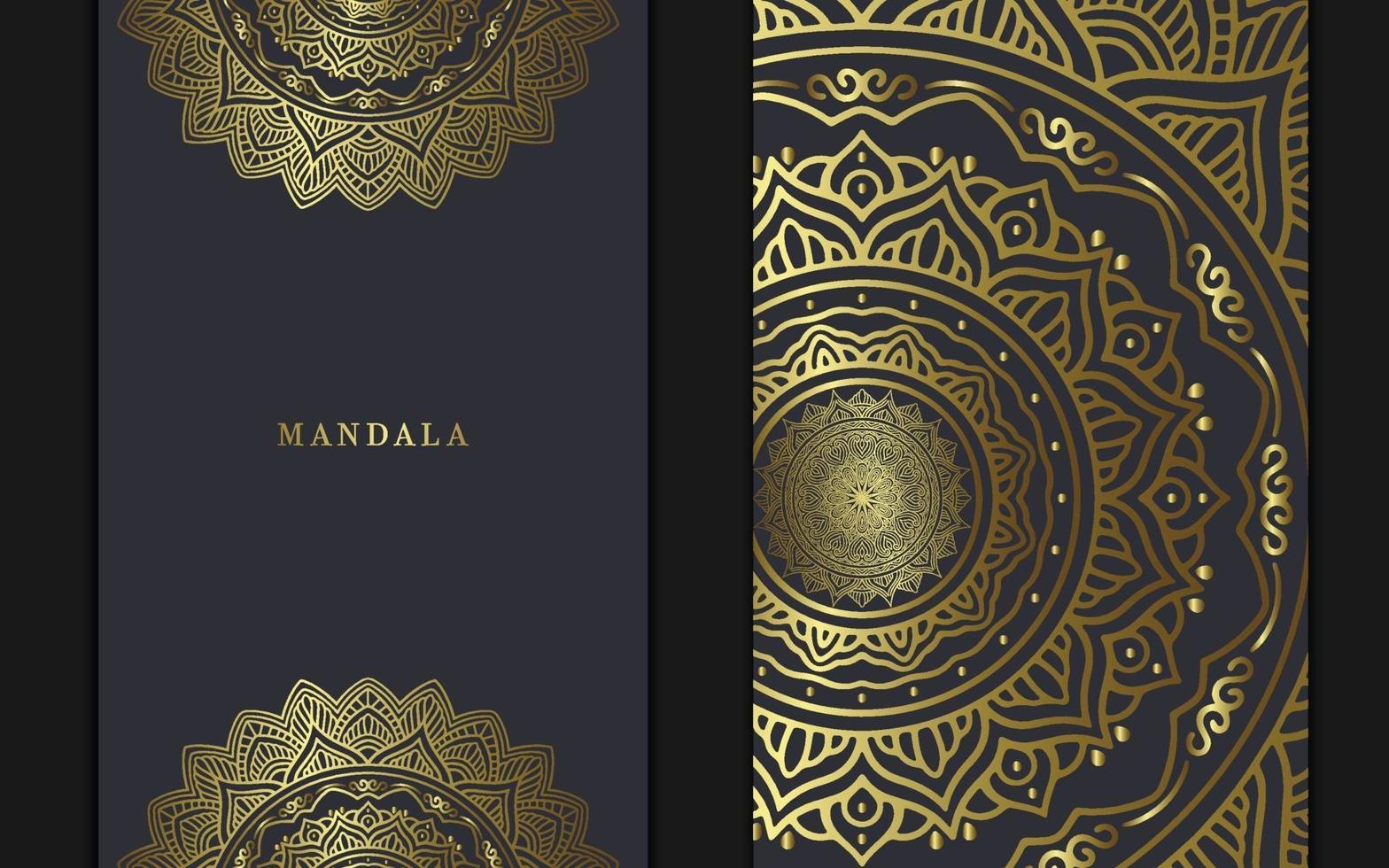 lyxig guld mandala utsmyckad bakgrund för bröllopsinbjudan vektor