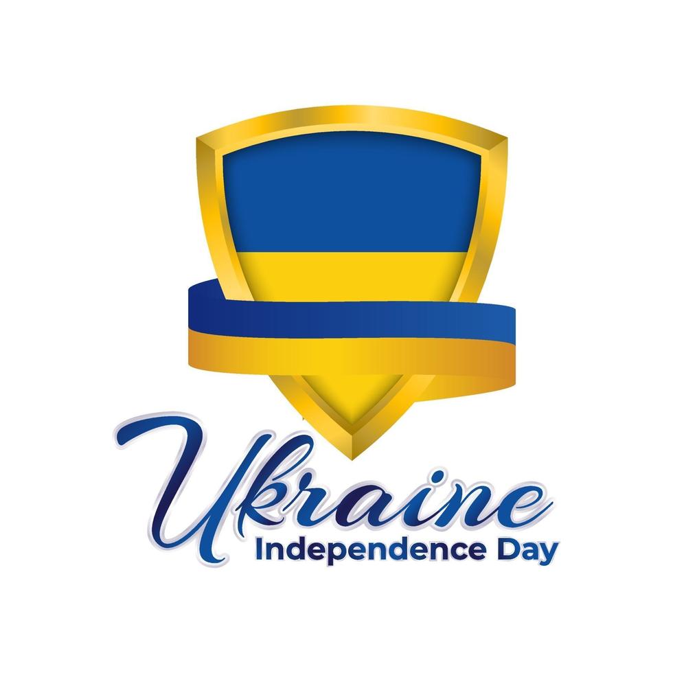 Unabhängigkeitstag der Ukraine mit Flagge und Schildabzeichen vektor